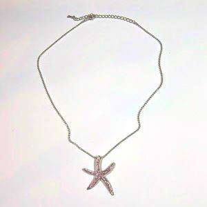 NWOT, Pink Starfish Silver Necklace - 20 Inches